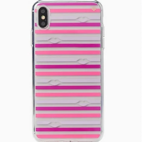 NEW Kate Spade New York Lips with Stripe Phone Case Pink Clear iPhone XS MAX - Picture 3 of 5